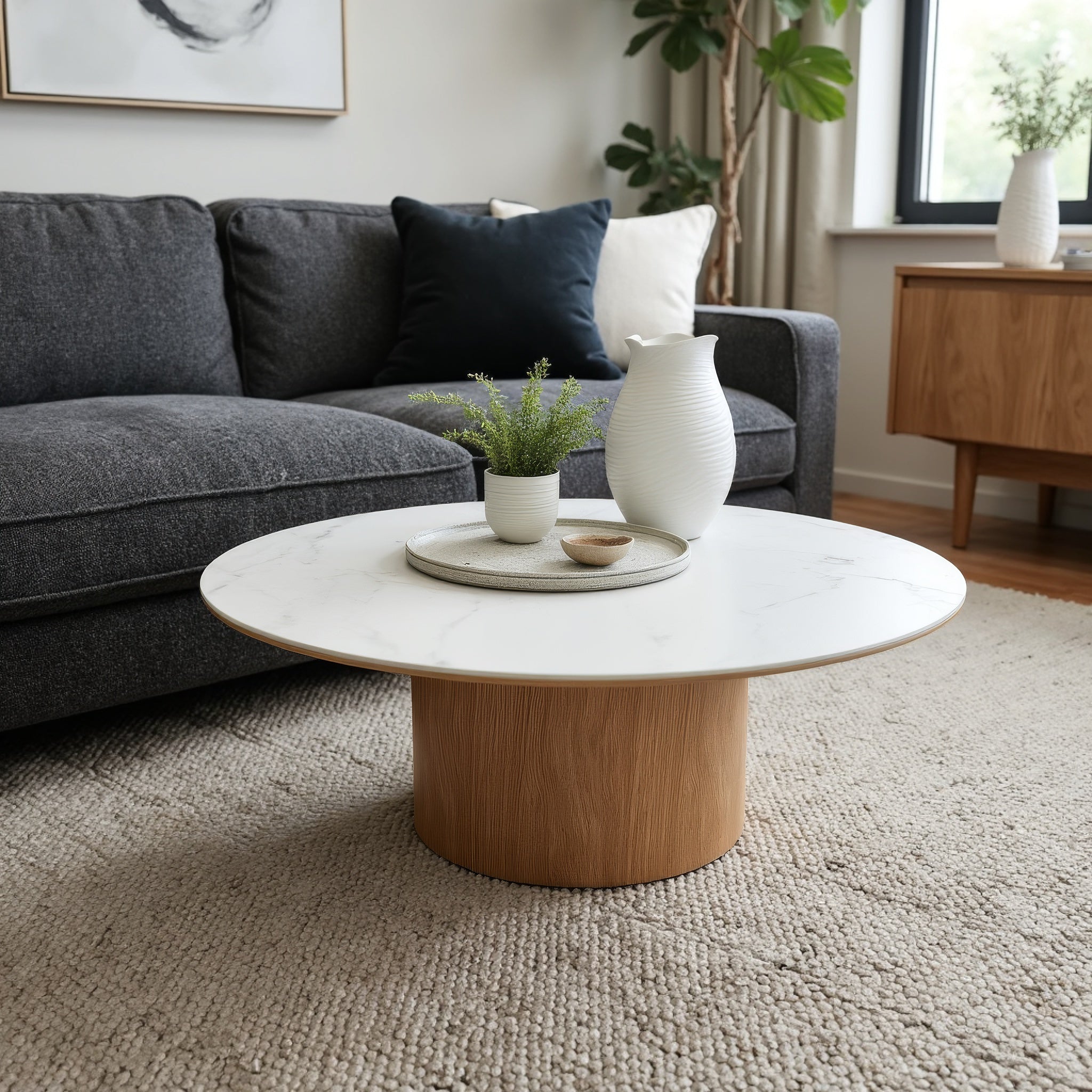 Stanford Round Coffee Table With Ceramic Top