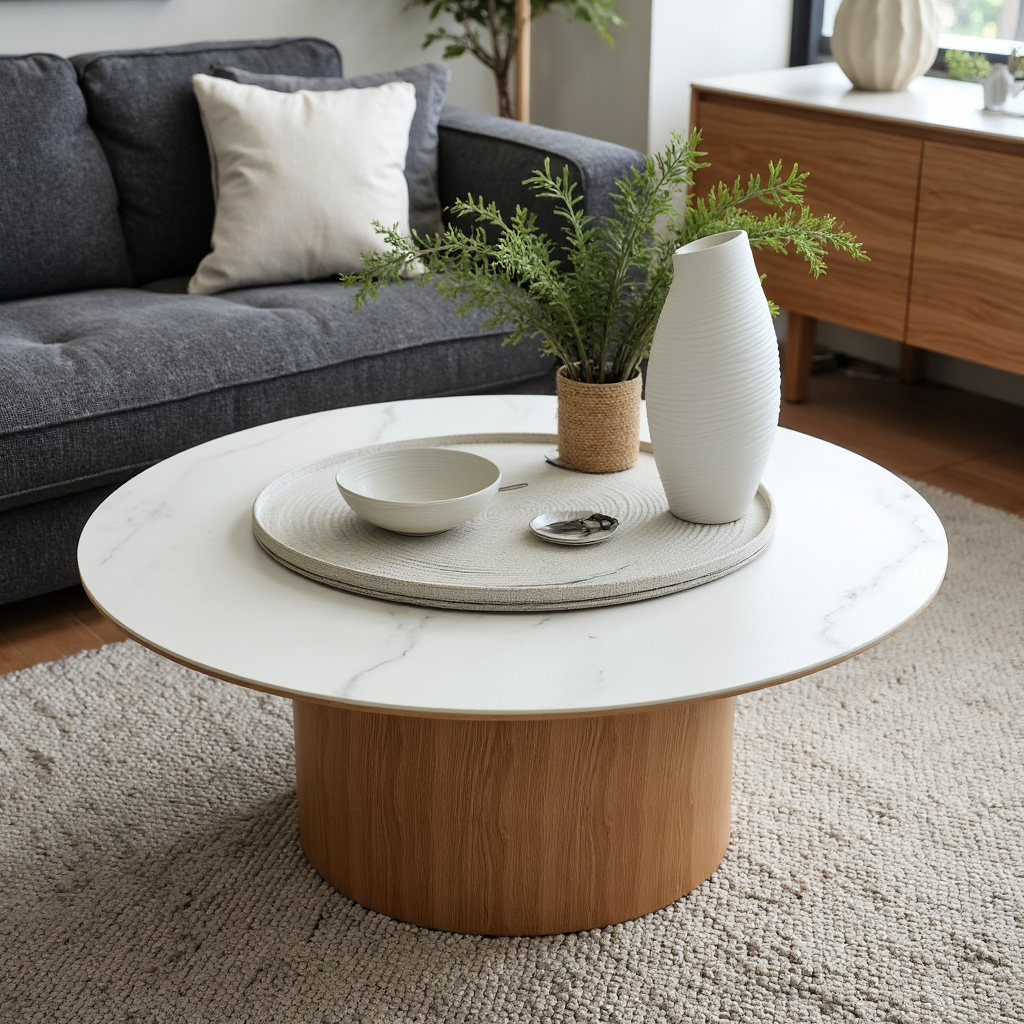 Stanford Round Coffee Table With Ceramic Top