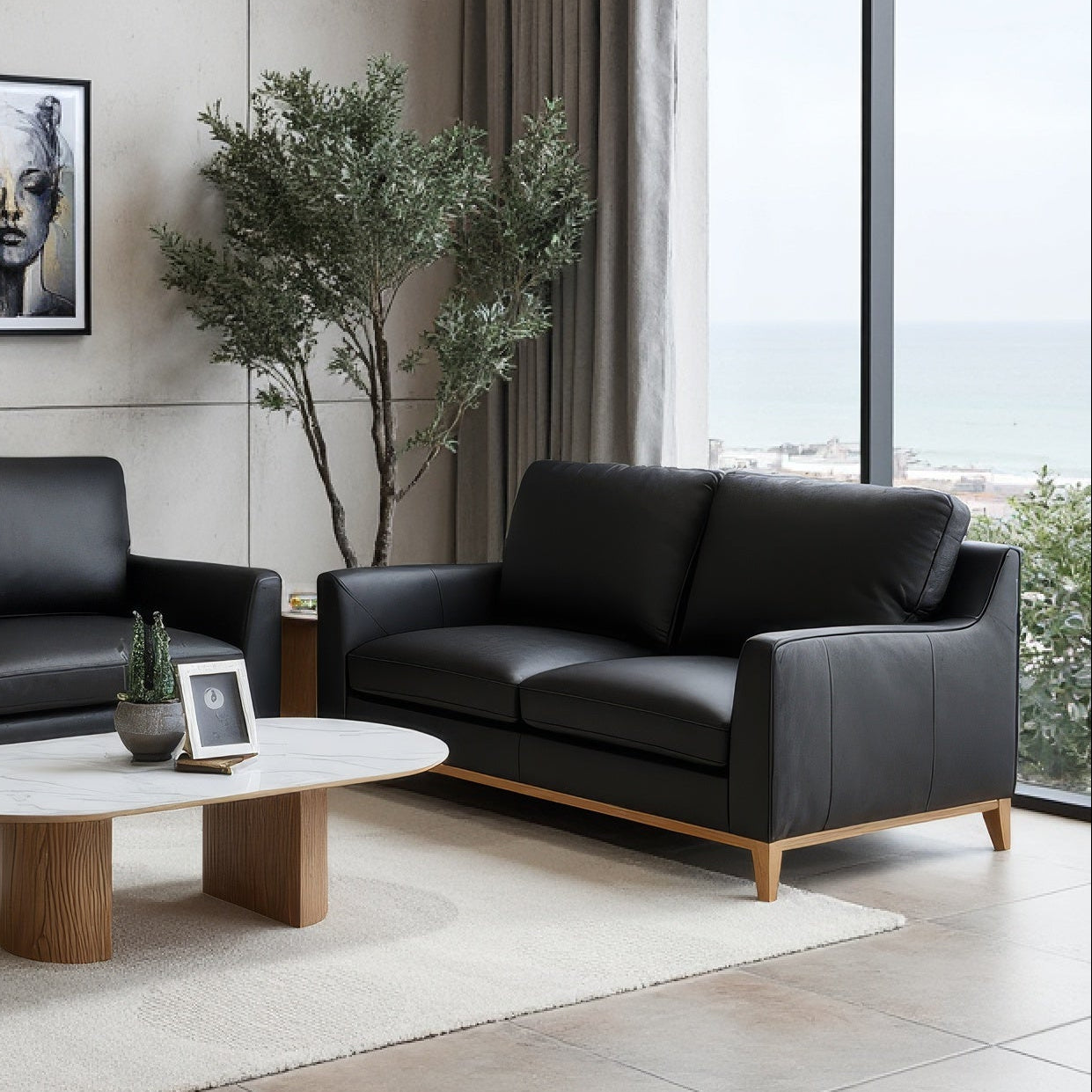 Carson 2 Seater In Black Leather