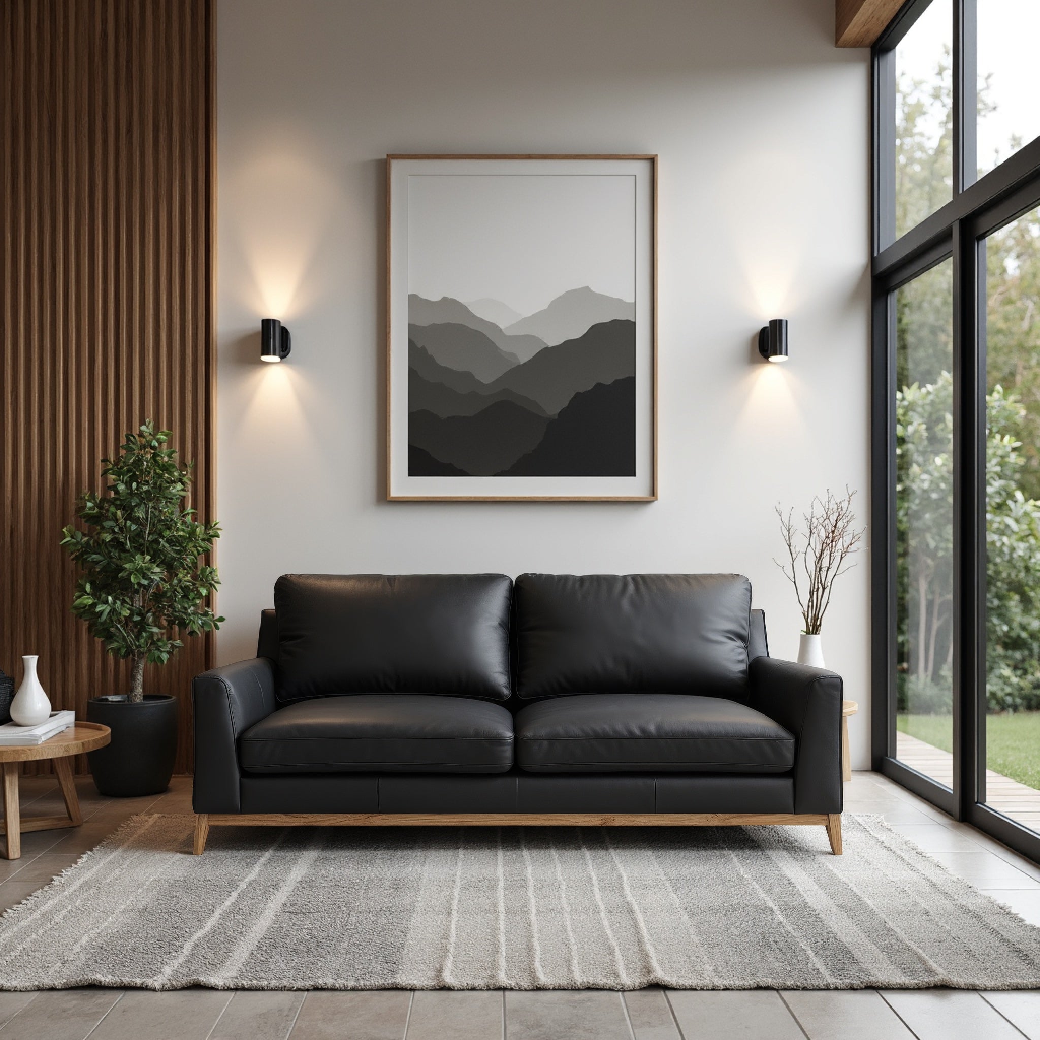 Carson 2 Seater In Black Leather