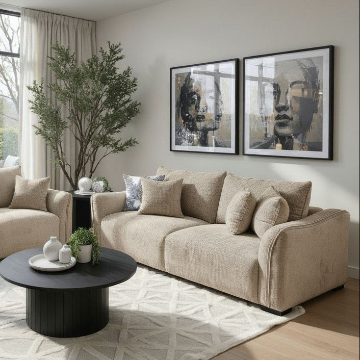 Regal 3 Seater Sofa In Natural Almond