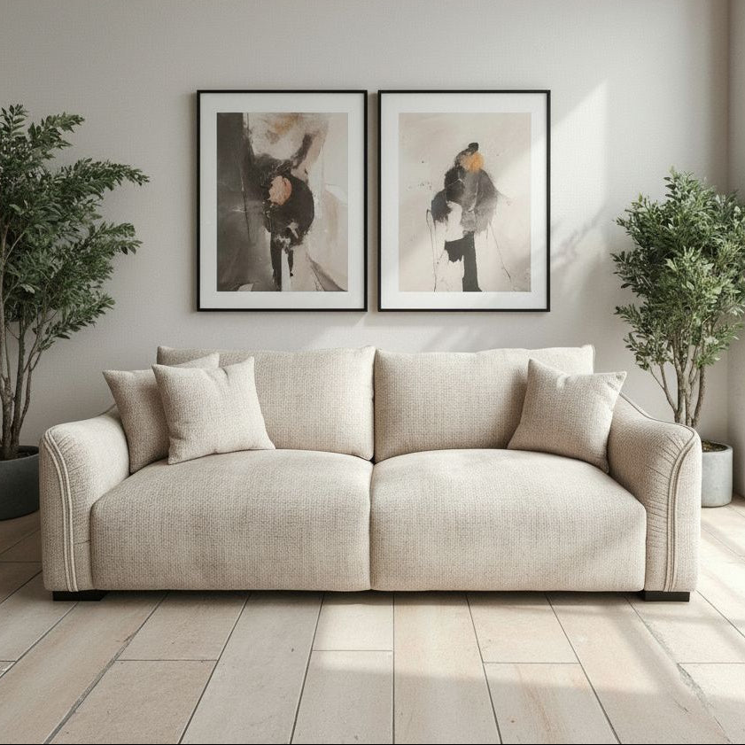 Regal 3 Seater Sofa In Natural Almond