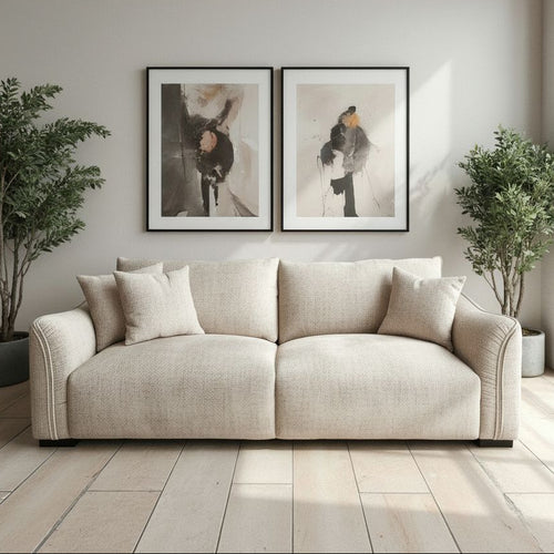 Regal 3 Seater Sofa In Natural Almond