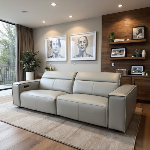 Xander 2 Seater With Electrics In 100% Premium Grey Leather