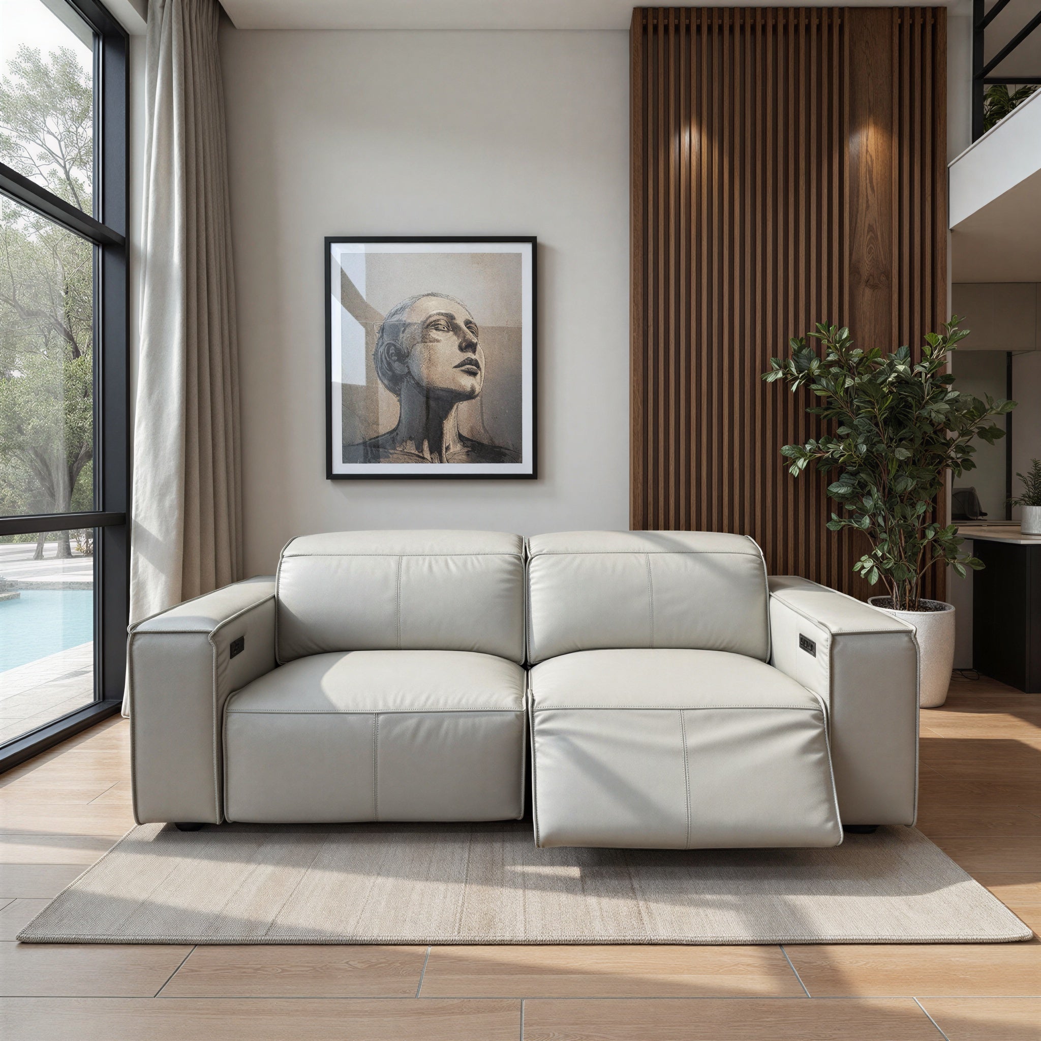 Xander 2 Seater With Electrics In 100% Premium Grey Leather