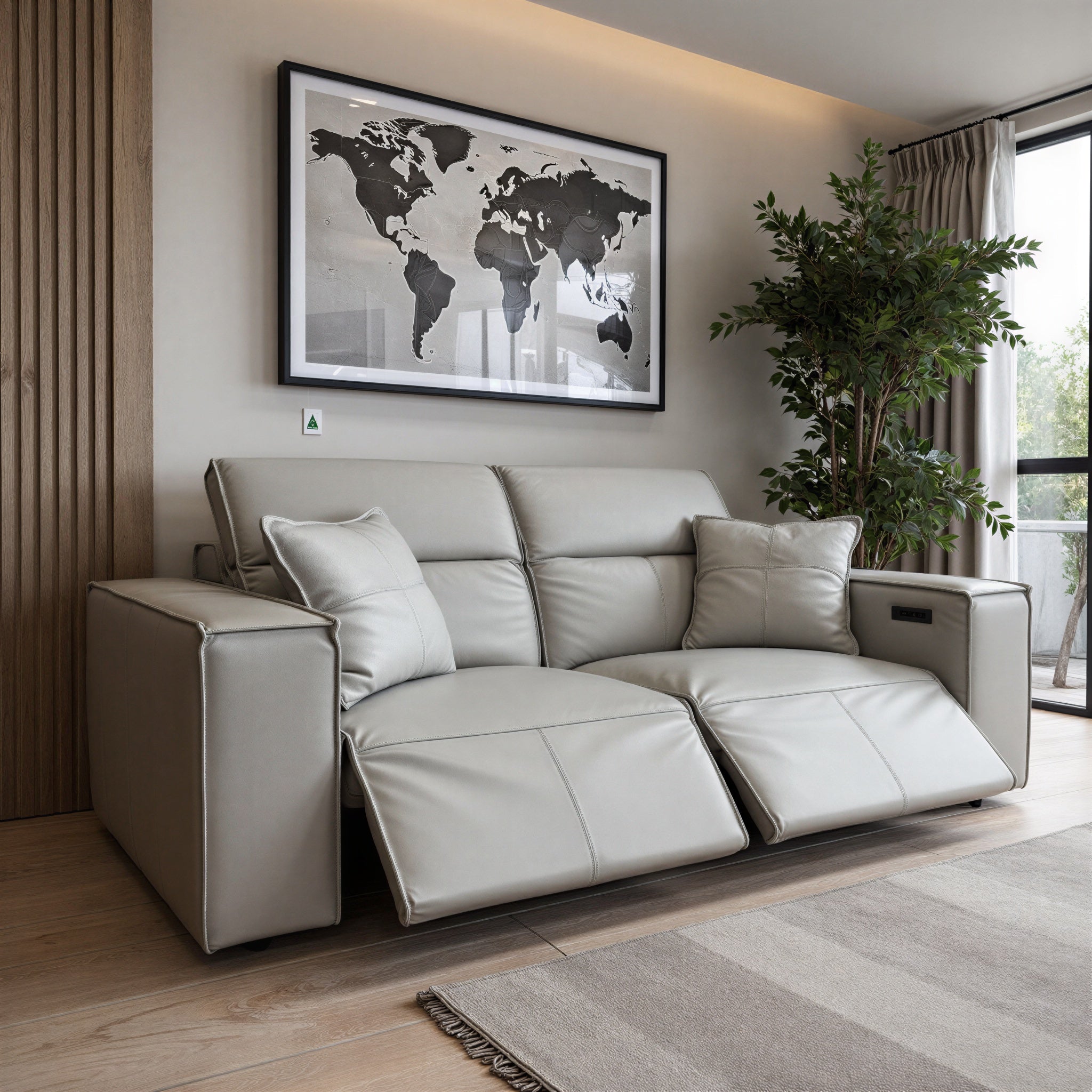 Xander 2 Seater With Electrics In 100% Premium Grey Leather