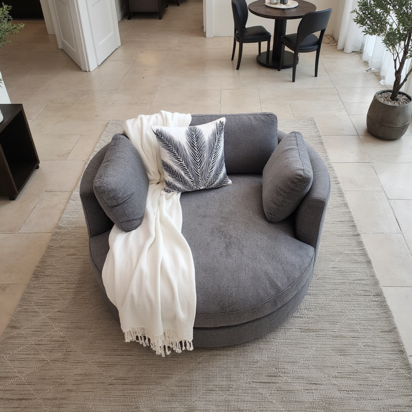 Oversized Cloud Soft Cuddle Chair In Grey Upholstery
