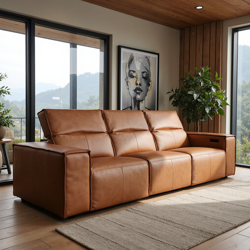 Xander 4 Seater With Electrics In 100% Premium Tan Leather