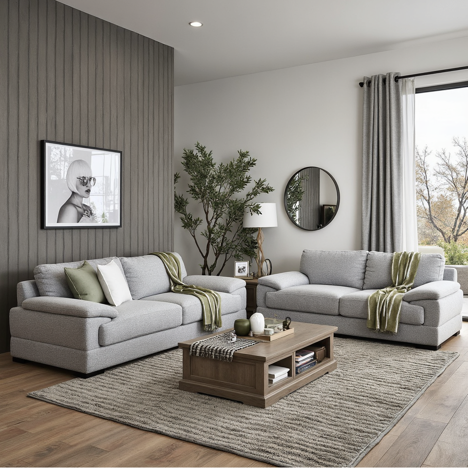 Antonio 3+2 Sofa Package In Light Grey