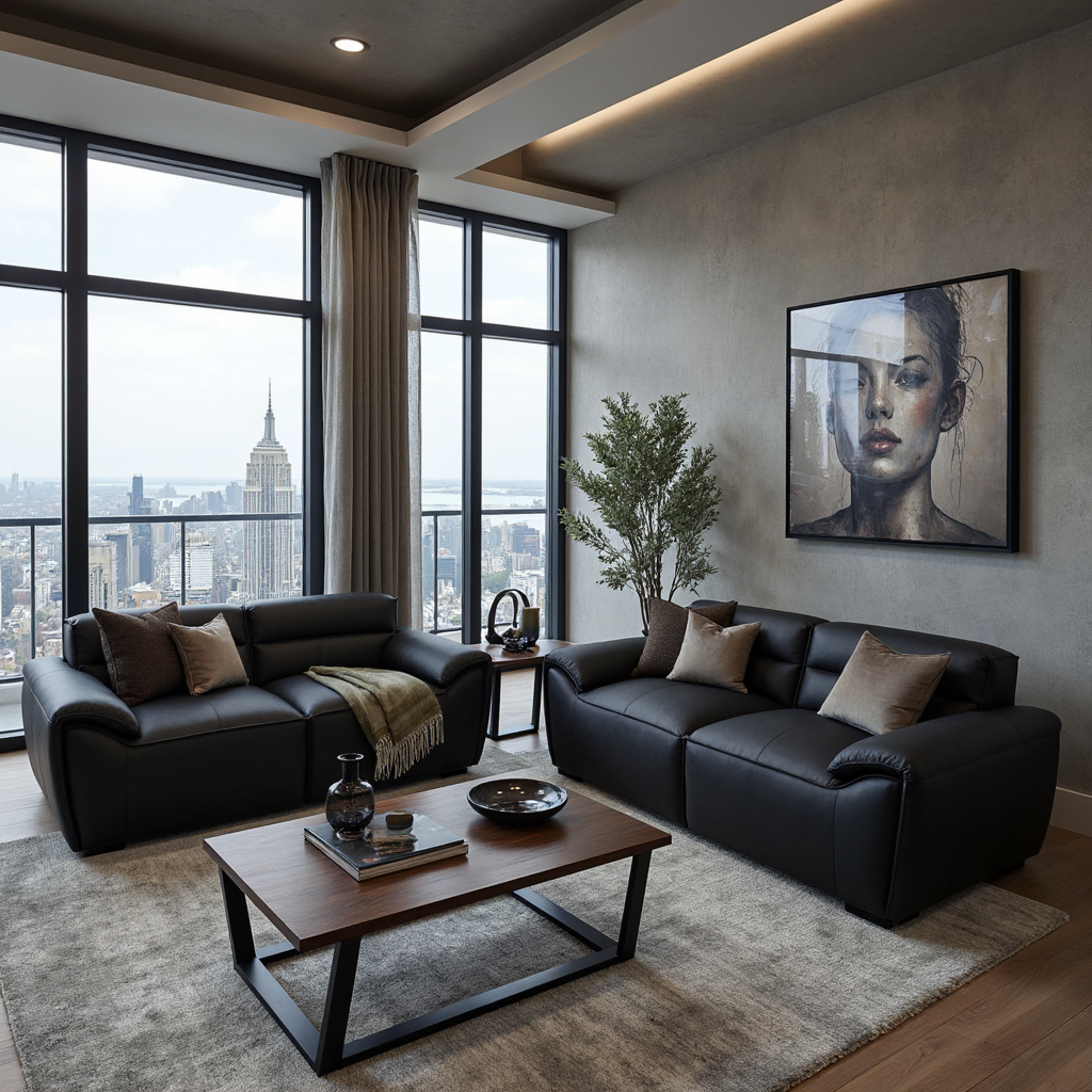 Phillipe 3+2 Seater Package in Matt Black Leather