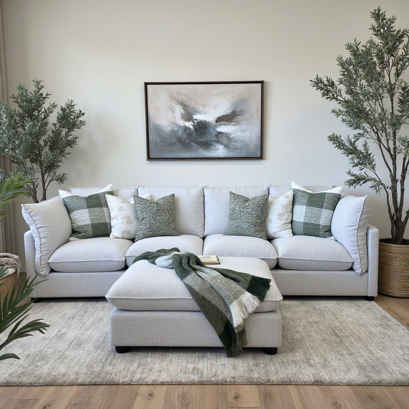 Savannah Cloud Soft Oversized 4 Seater With Ottoman In Grey