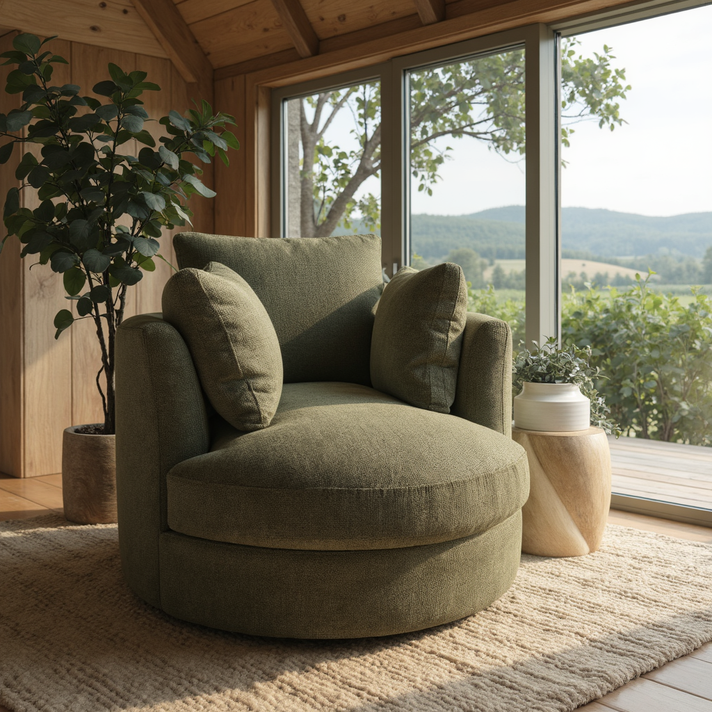 Cloud Soft Cuddle Chair In Pesto Green Upholstery
