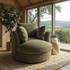 Cloud Soft Cuddle Chair In Pesto Green Upholstery