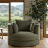 Oversized Cloud Soft Cuddle Chair In Pesto Green Upholstery
