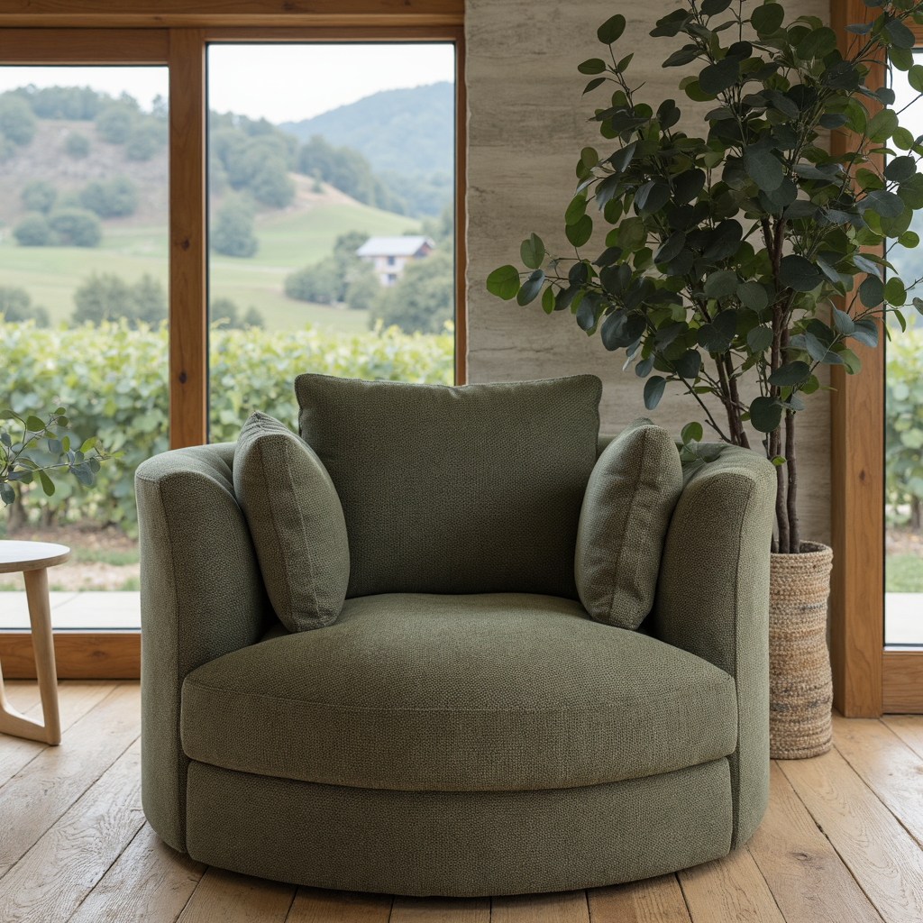 Oversized Cloud Soft Cuddle Chair In Pesto Green Upholstery