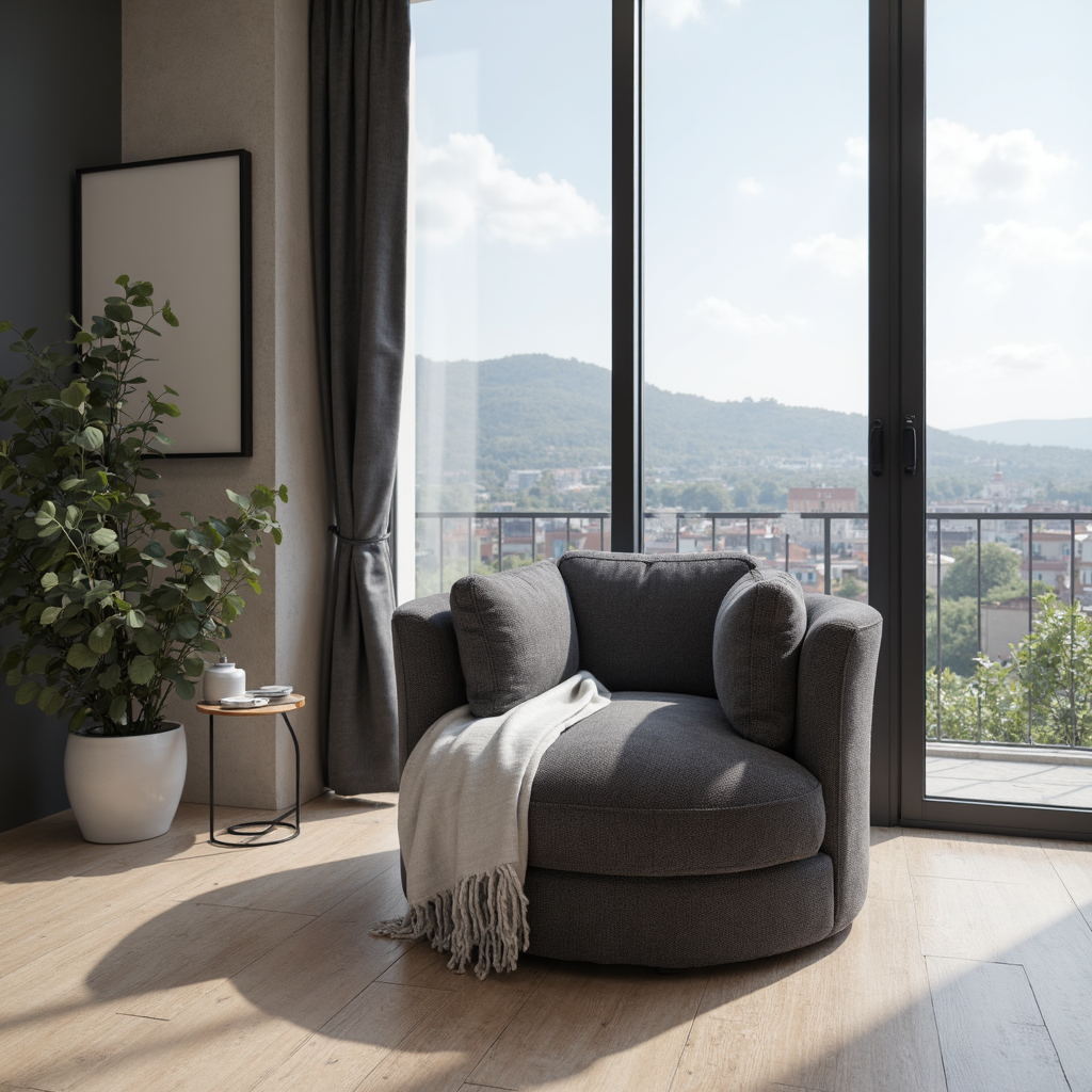 Cloud Soft Cuddle Chair In Grey Upholstery