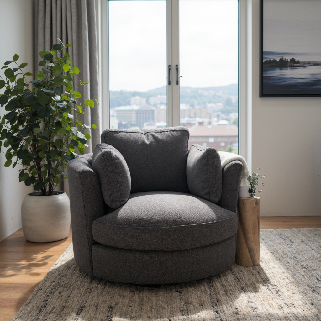 Cloud Soft Cuddle Chair In Grey Upholstery