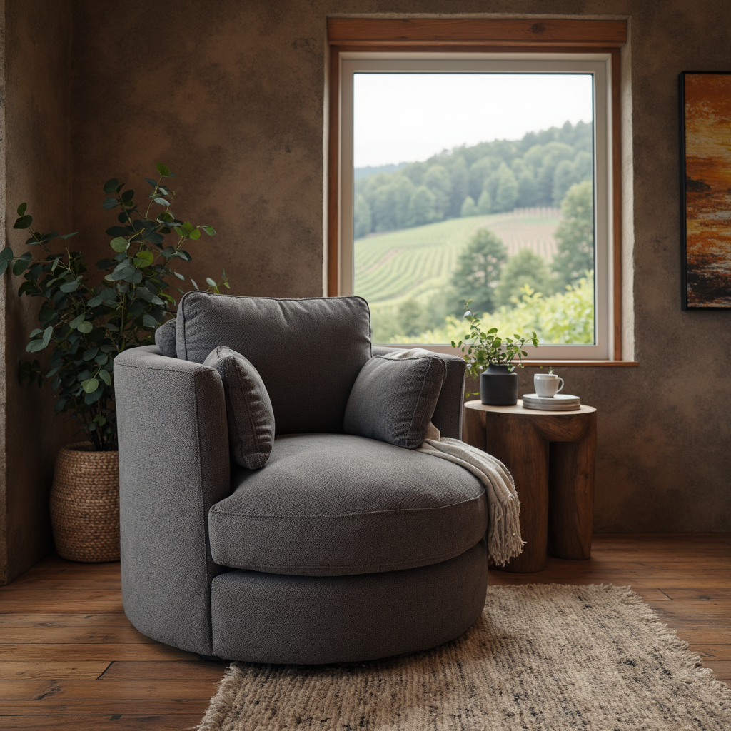 Cloud Soft Cuddle Chair In Grey Upholstery