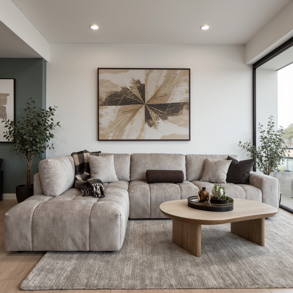 Bubble Left Side Chaise in Taupe