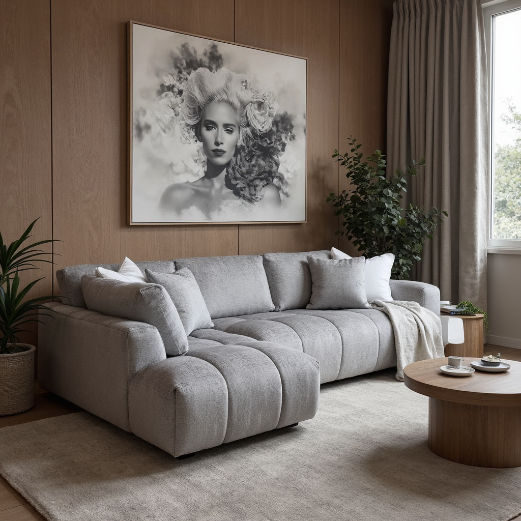 Bubble Left Side Chaise In Steel Grey