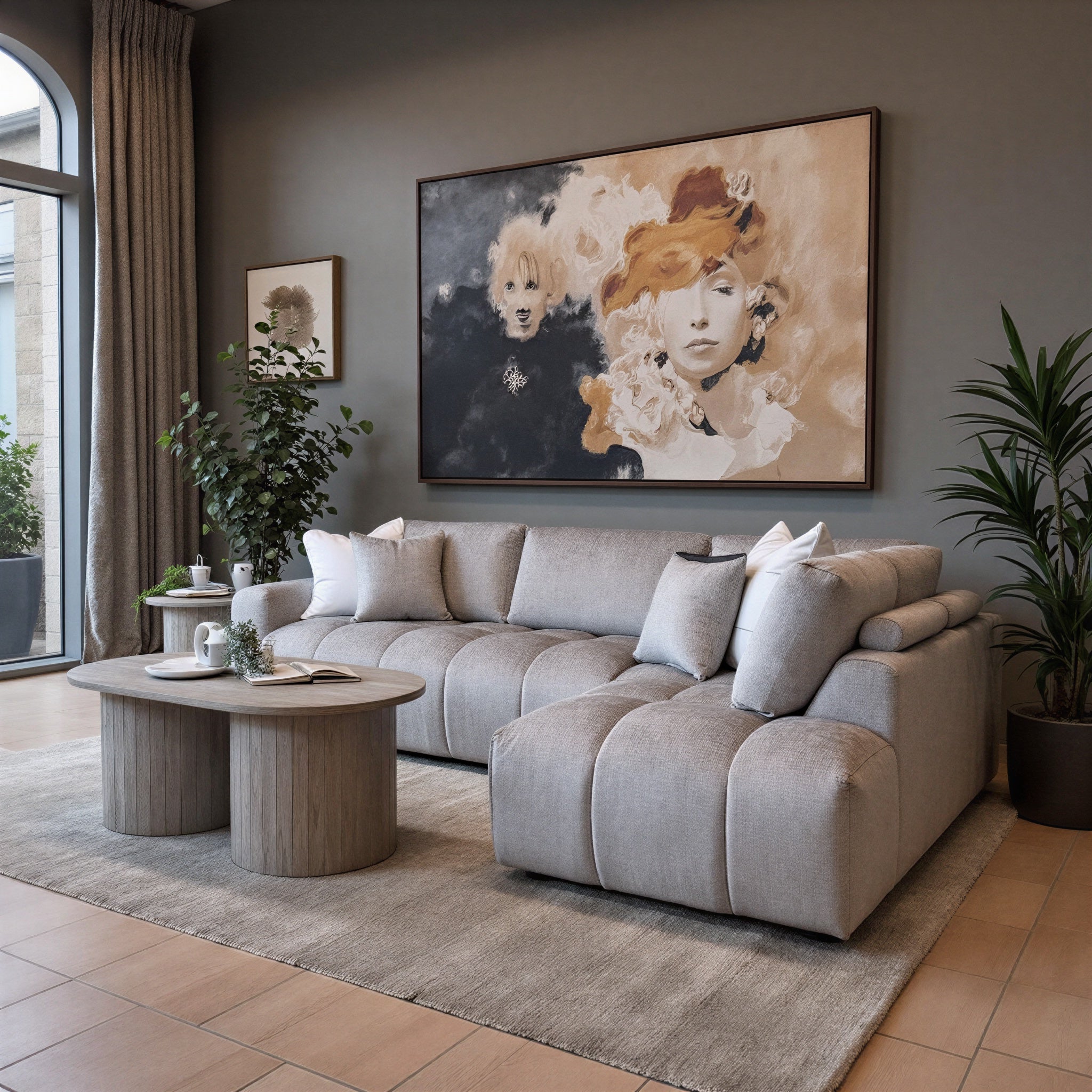 Bubble Right Side Chaise In Steel Grey