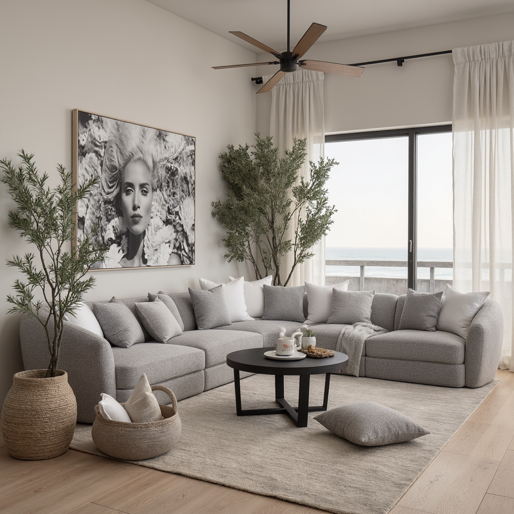 Crescent Corner Lounge In Grey