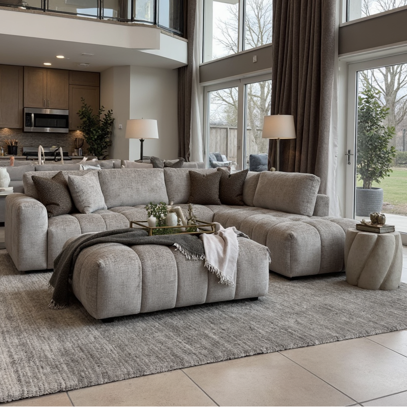 Bubble Right Side Chaise In Taupe