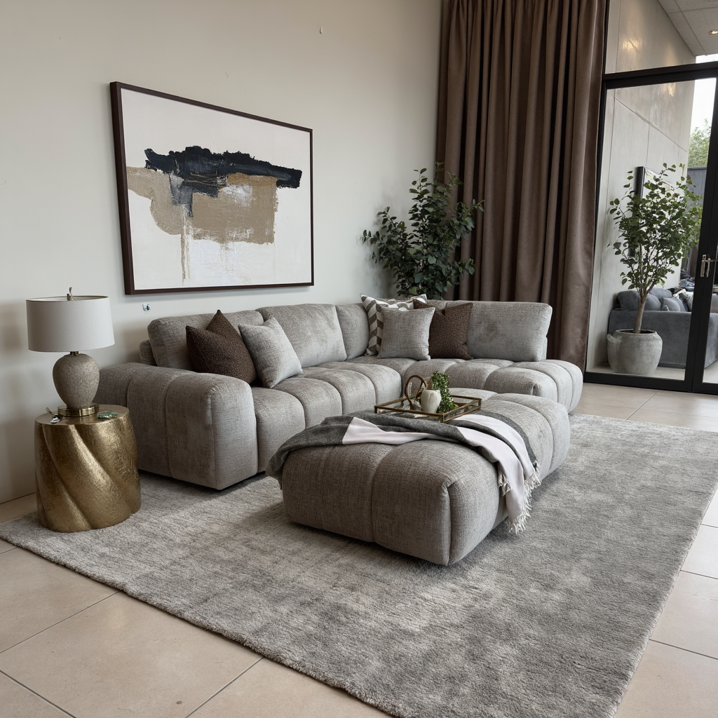 Bubble Left Side Chaise in Taupe