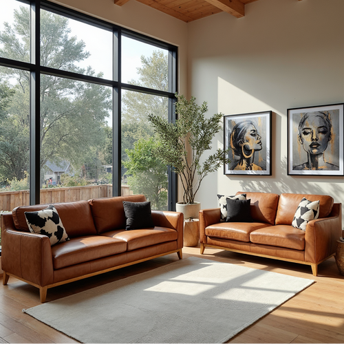 Carson 3+2 Seater Package In Tan Leather