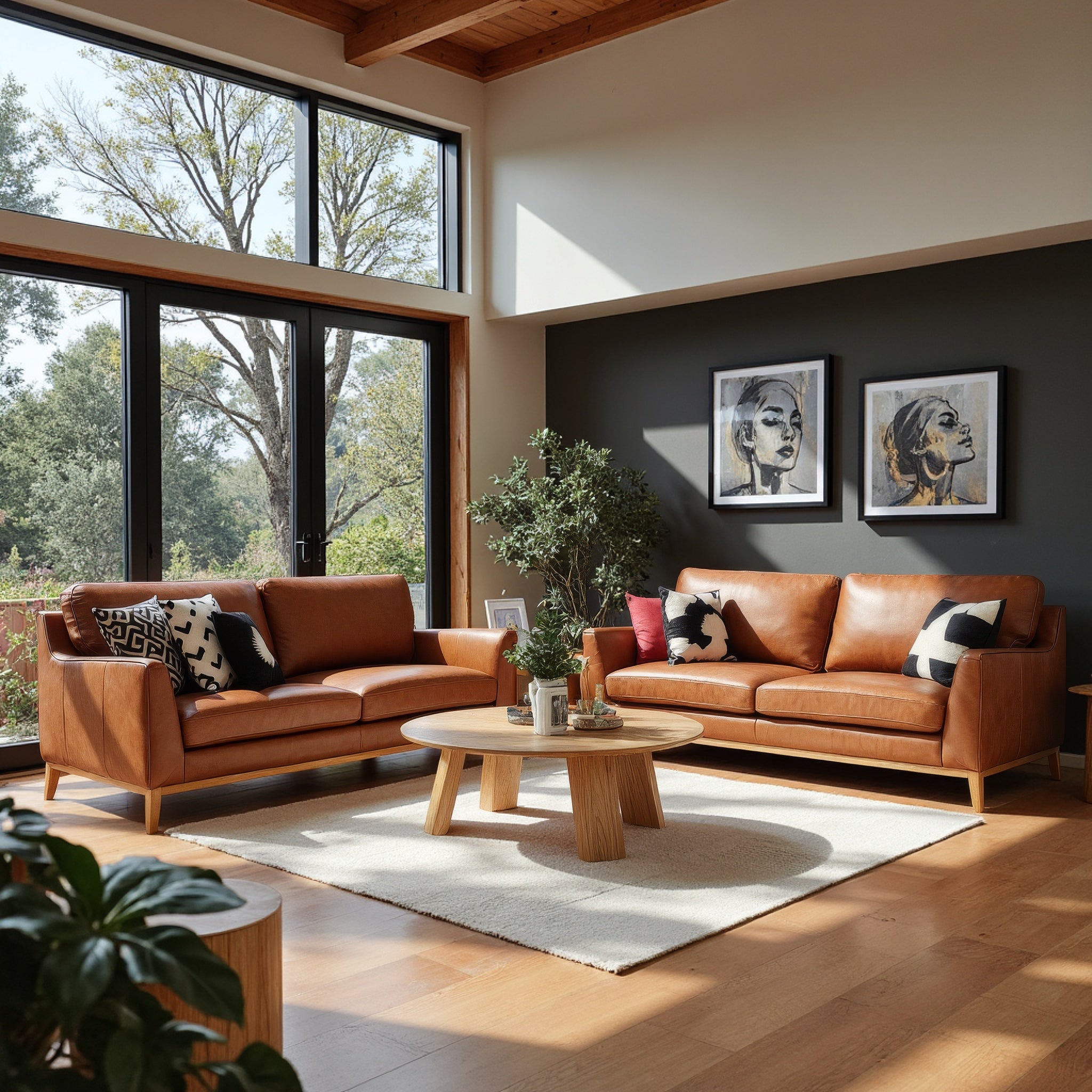 Carson 3+2 Seater Package In Tan Leather