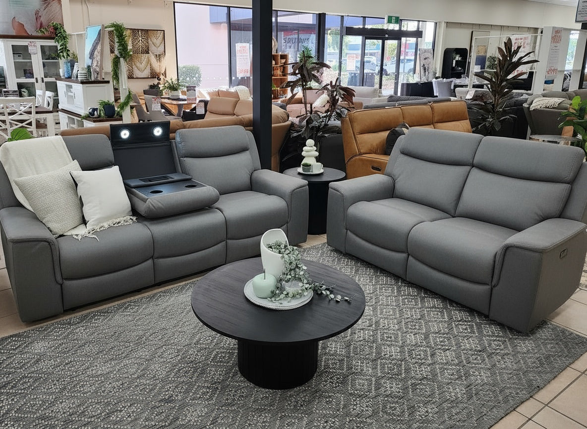 Newport 3+2 Electric Recliner Package In Grey