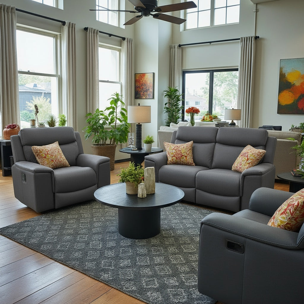 Newport 2+1+1 Electric Recliner Package In Grey