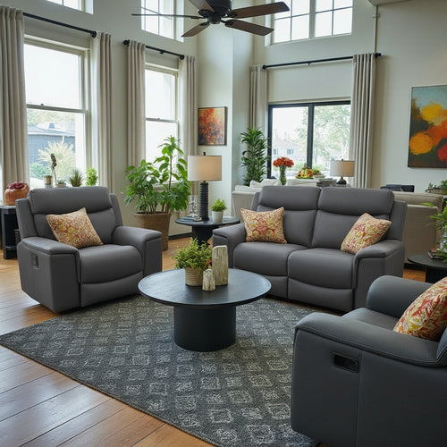 Newport 2+1+1 Electric Recliner Package In Grey