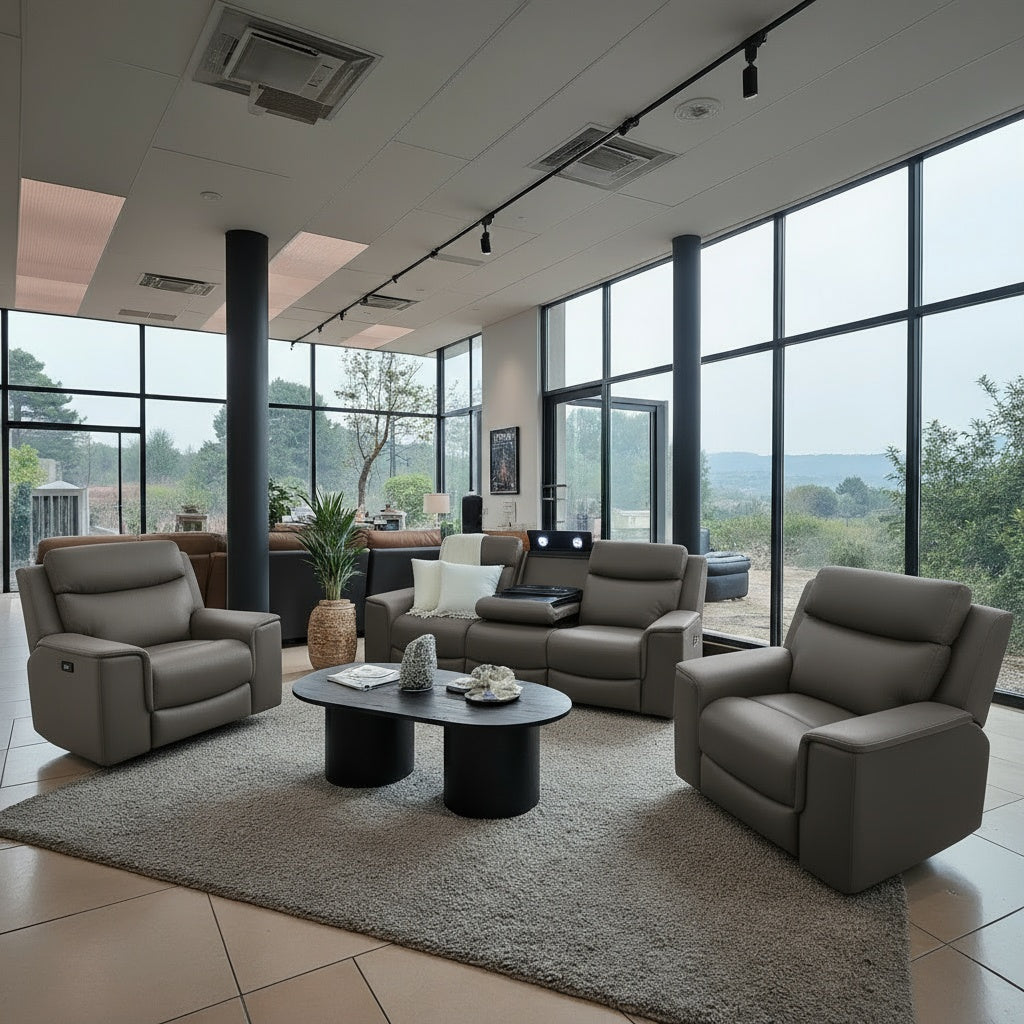 Newport 3+1+1 With Electric Recliners In Grey