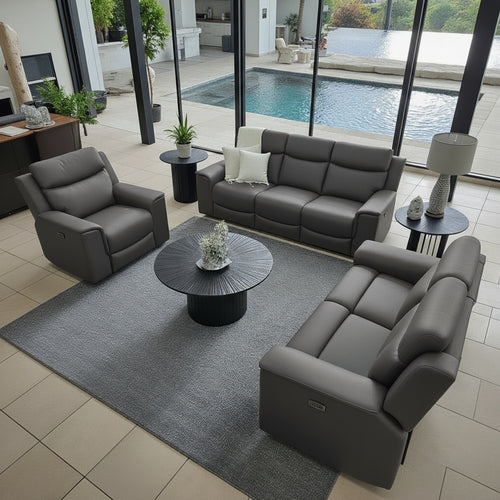 Newport 3+2+1 Electric Recliners In Grey