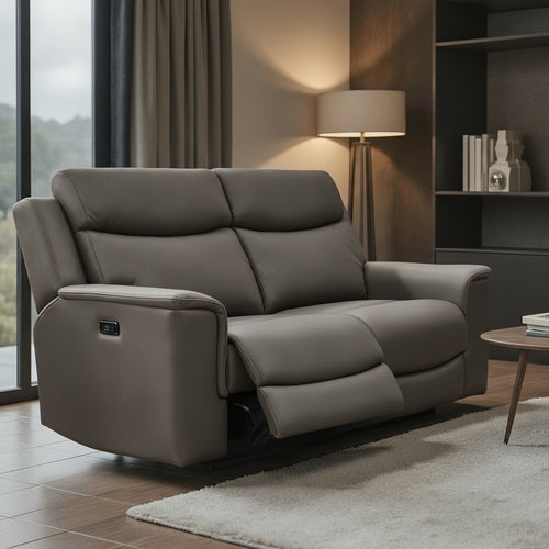 Newport 2 Seater Sofa With Electric Recliners In Grey