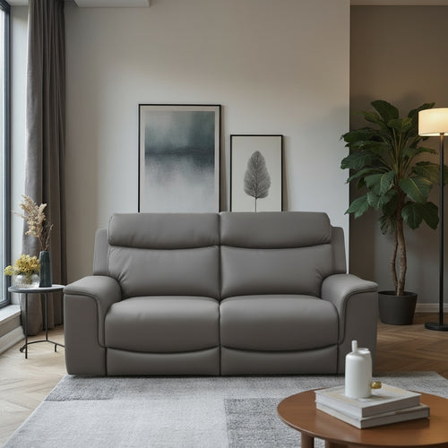 Newport 2 Seater Sofa With Electric Recliners In Grey