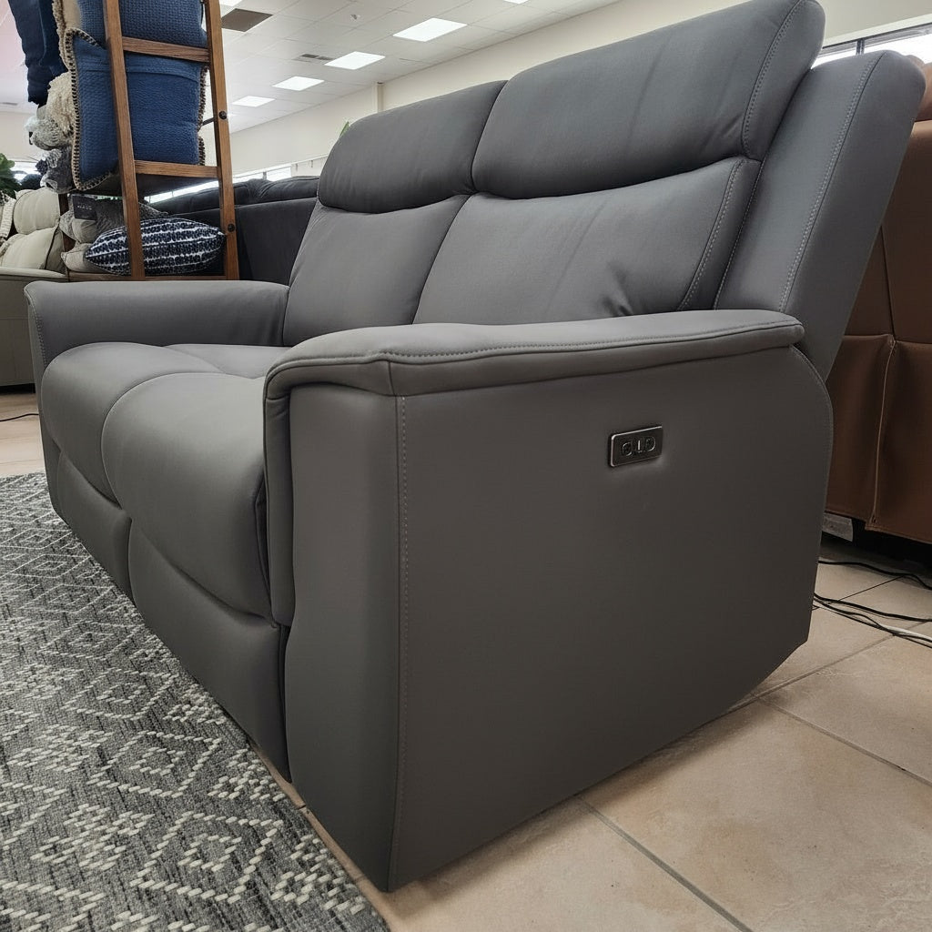 Newport 2 Seater Sofa With Electric Recliners In Grey