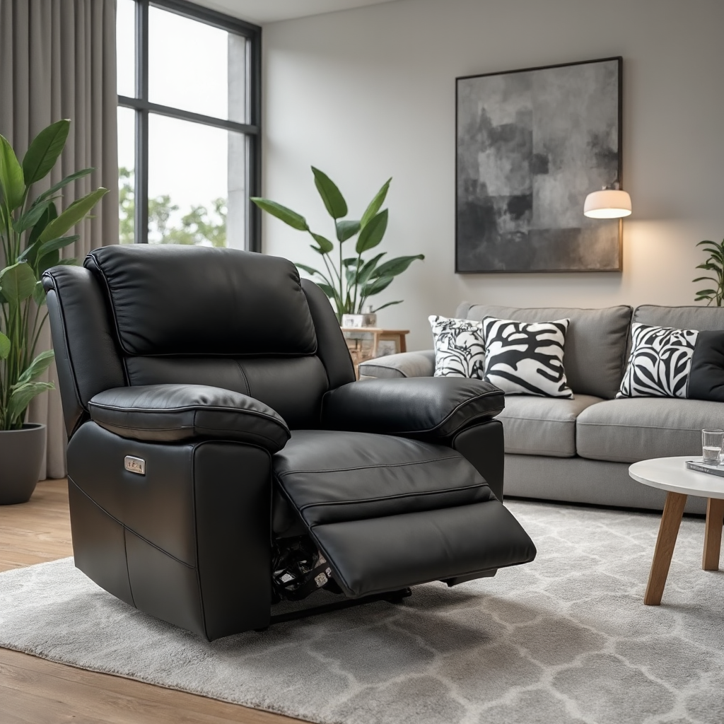 Michigan recliner in premium thick black leather