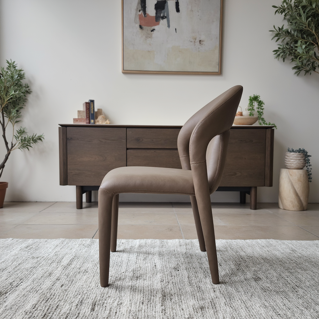 Elena Fully Upholstered Chair In Chocolate