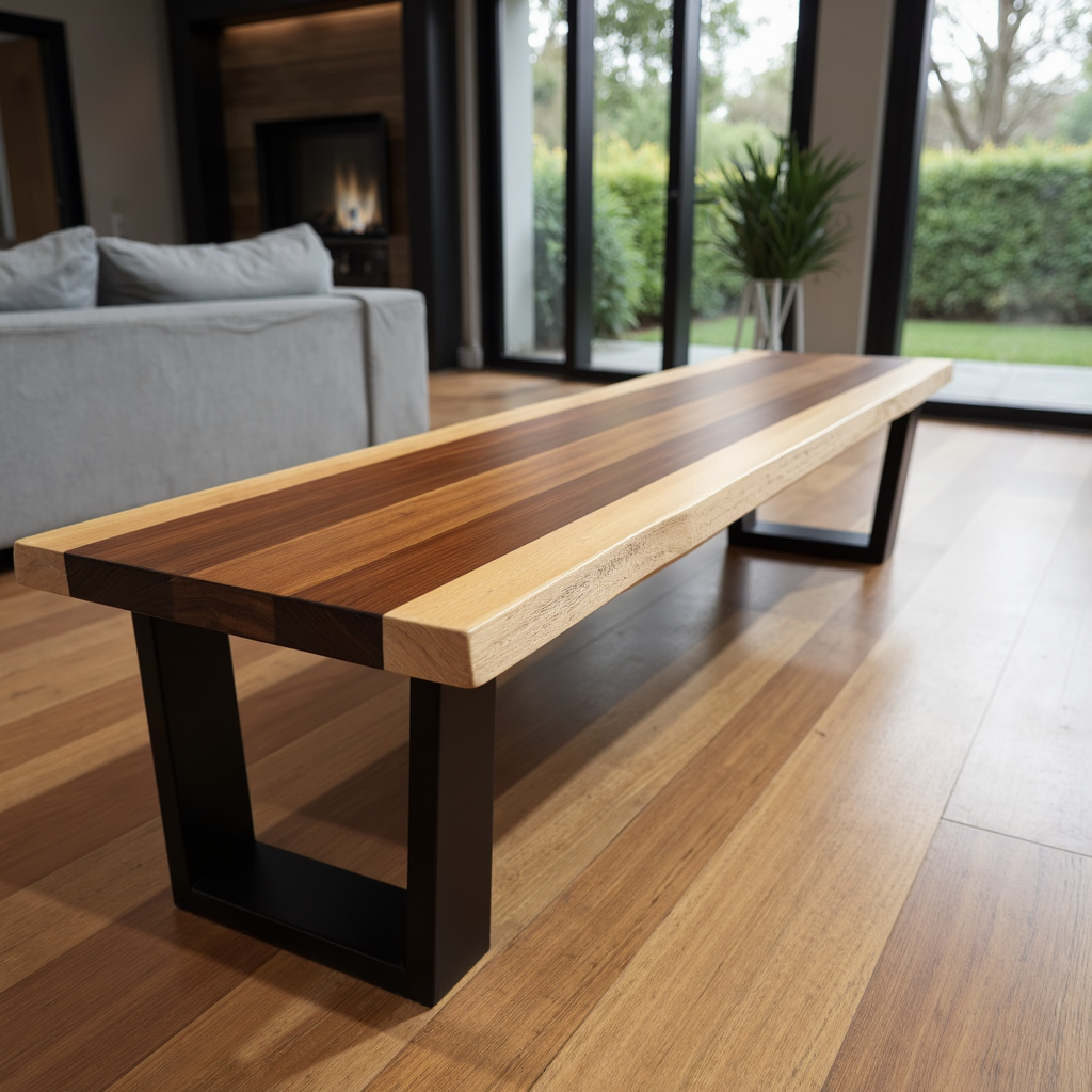 Highland 210cm long bench seat in blackwood