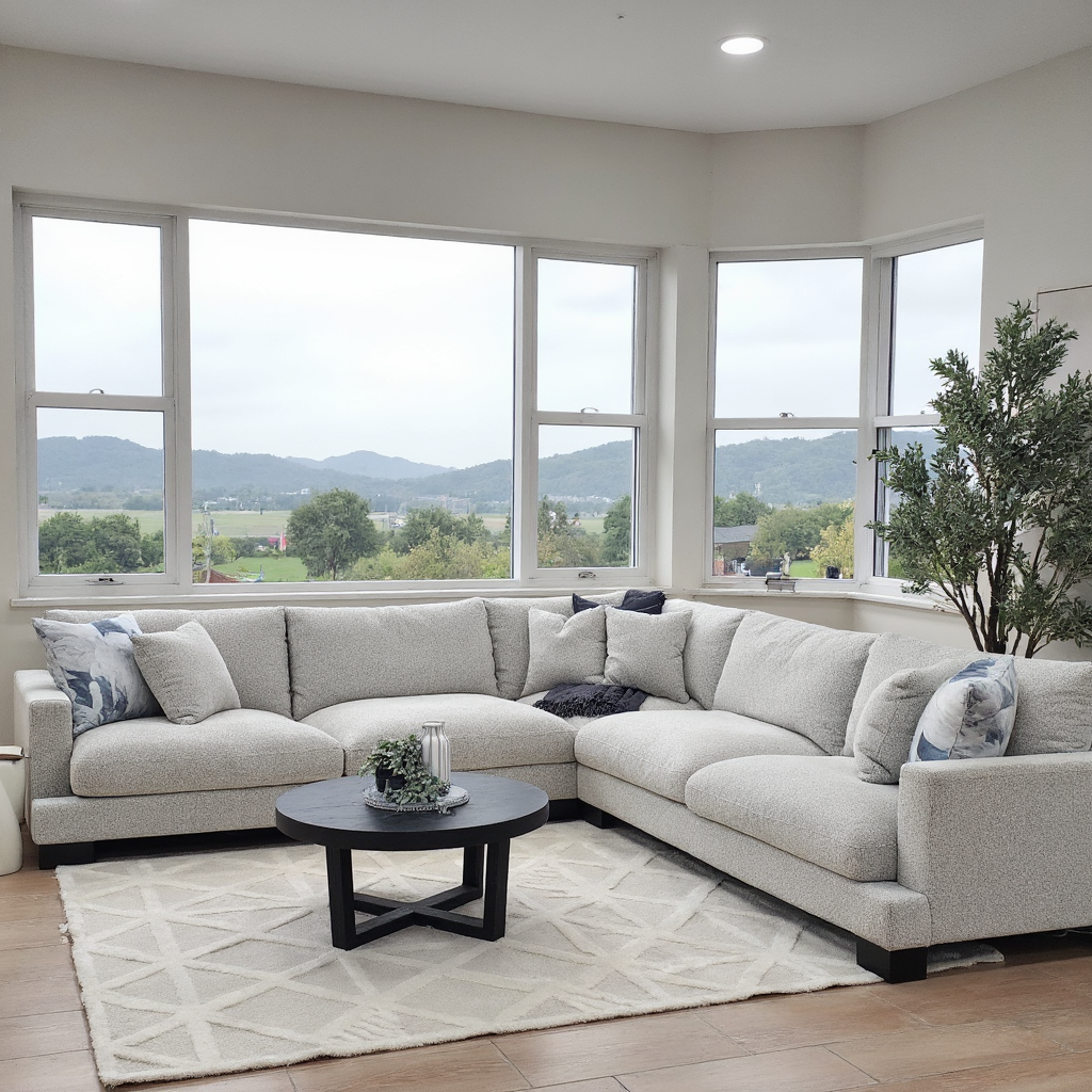 Quintin Cloud Soft Corner Lounge In Salt & Pepper