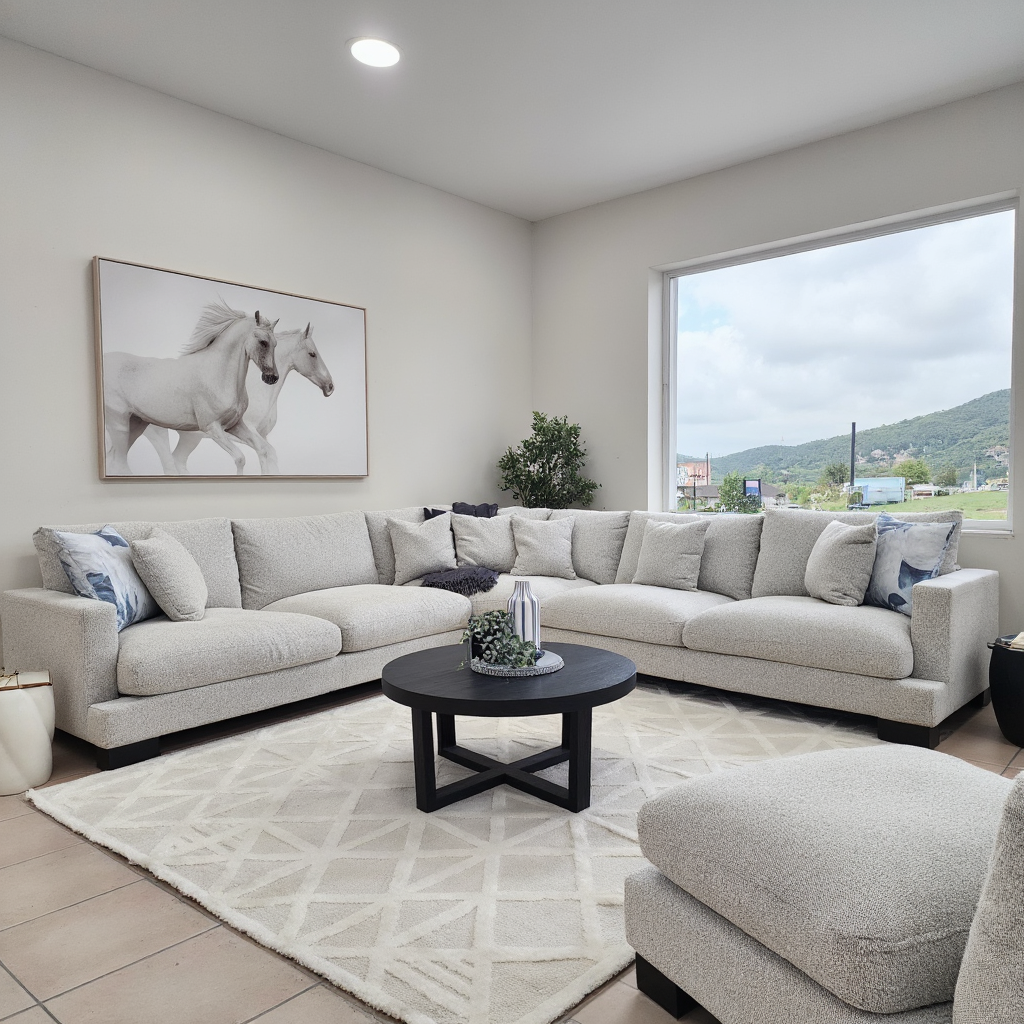 Quintin Cloud Soft Corner Lounge In Salt & Pepper