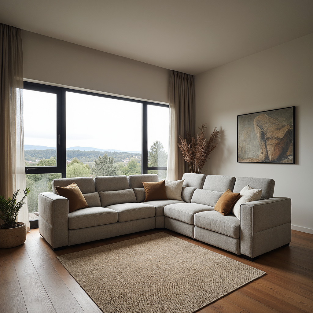 Fairmont Left Corner Sofa Bed With Electric Recliner In Light Grey