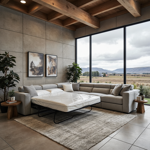 Fairmont Left Corner Sofa Bed With Electric Recliner In Light Grey