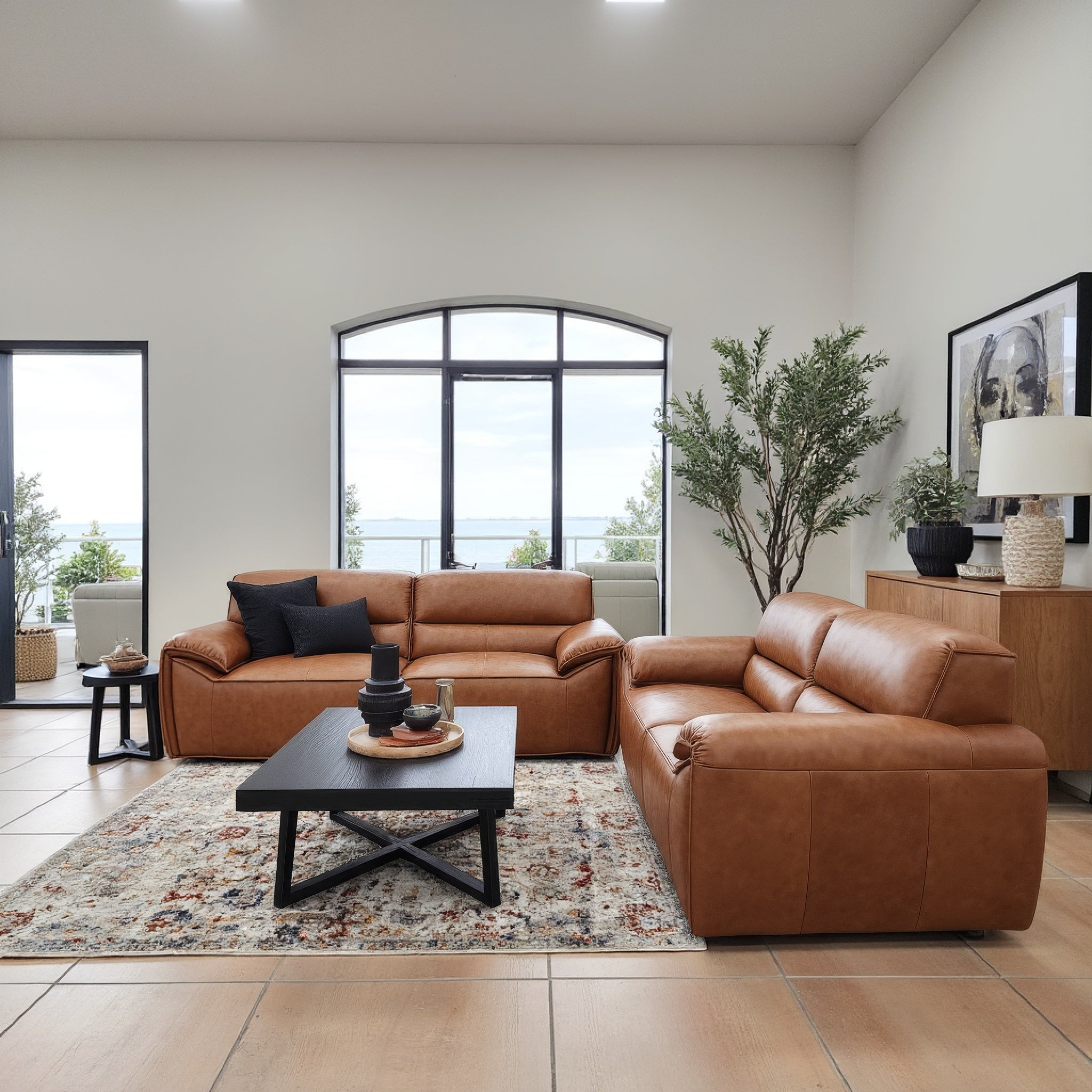 Phillipe 3+2 Seater Package in Tan Leather