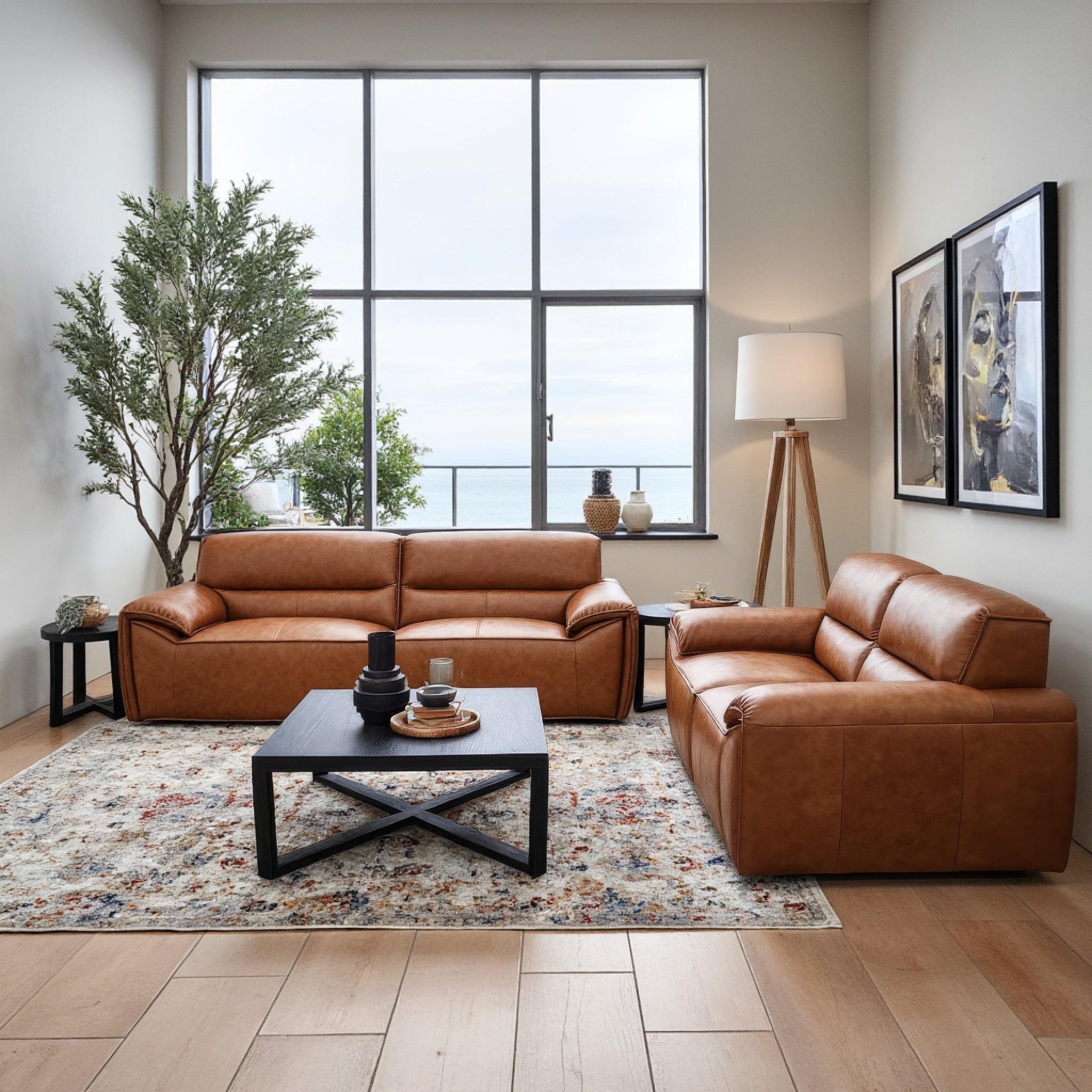 Phillipe 3+2 Seater Package in Tan Leather