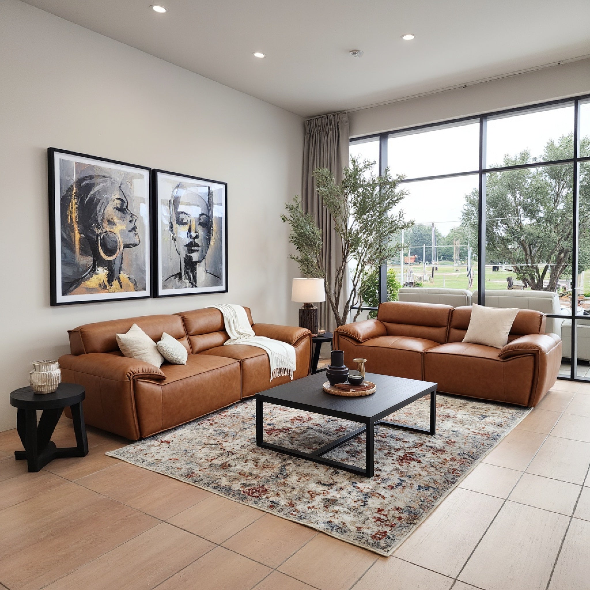 Phillipe 3+2 Seater Package in Tan Leather