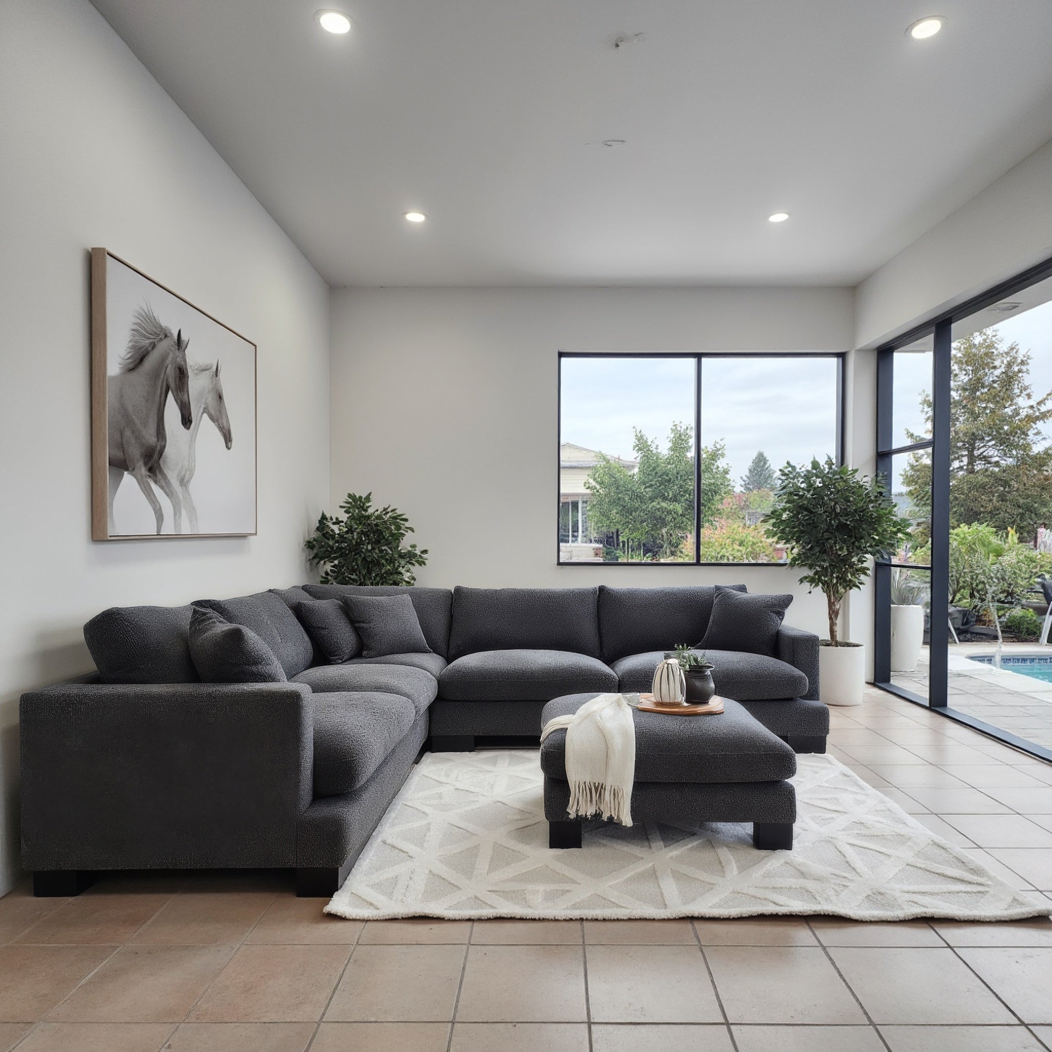 Quintin Cloud Soft Corner Lounge In Charcoal