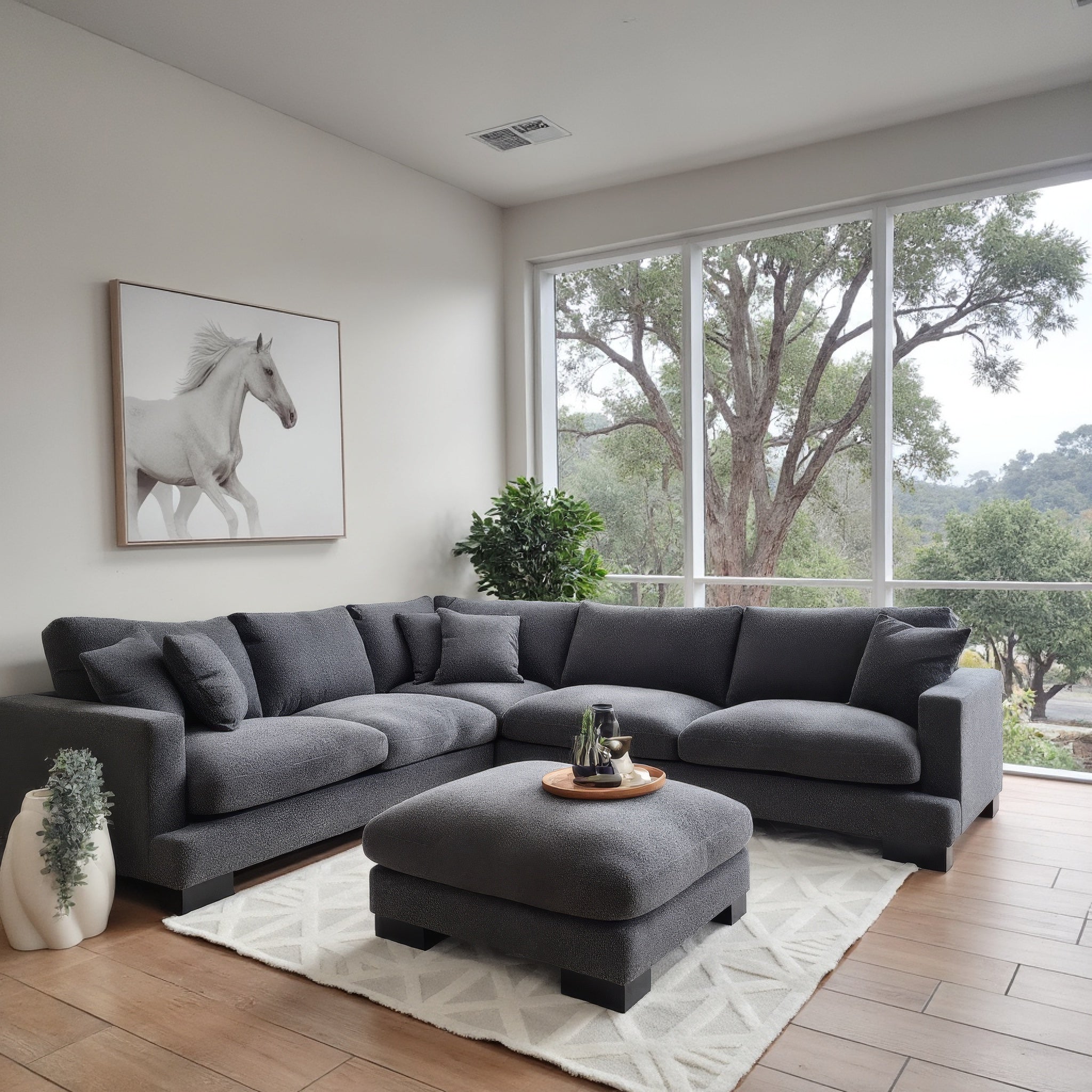 Quintin Cloud Soft Corner Lounge In Charcoal